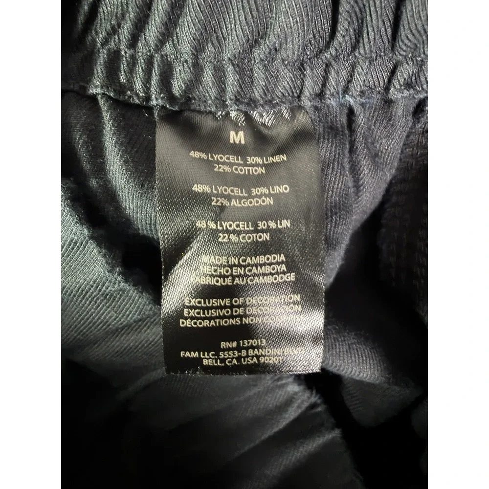 Banana Republic Black Linen Blend Elastic Waist Pull On Cropped Pants Women's M